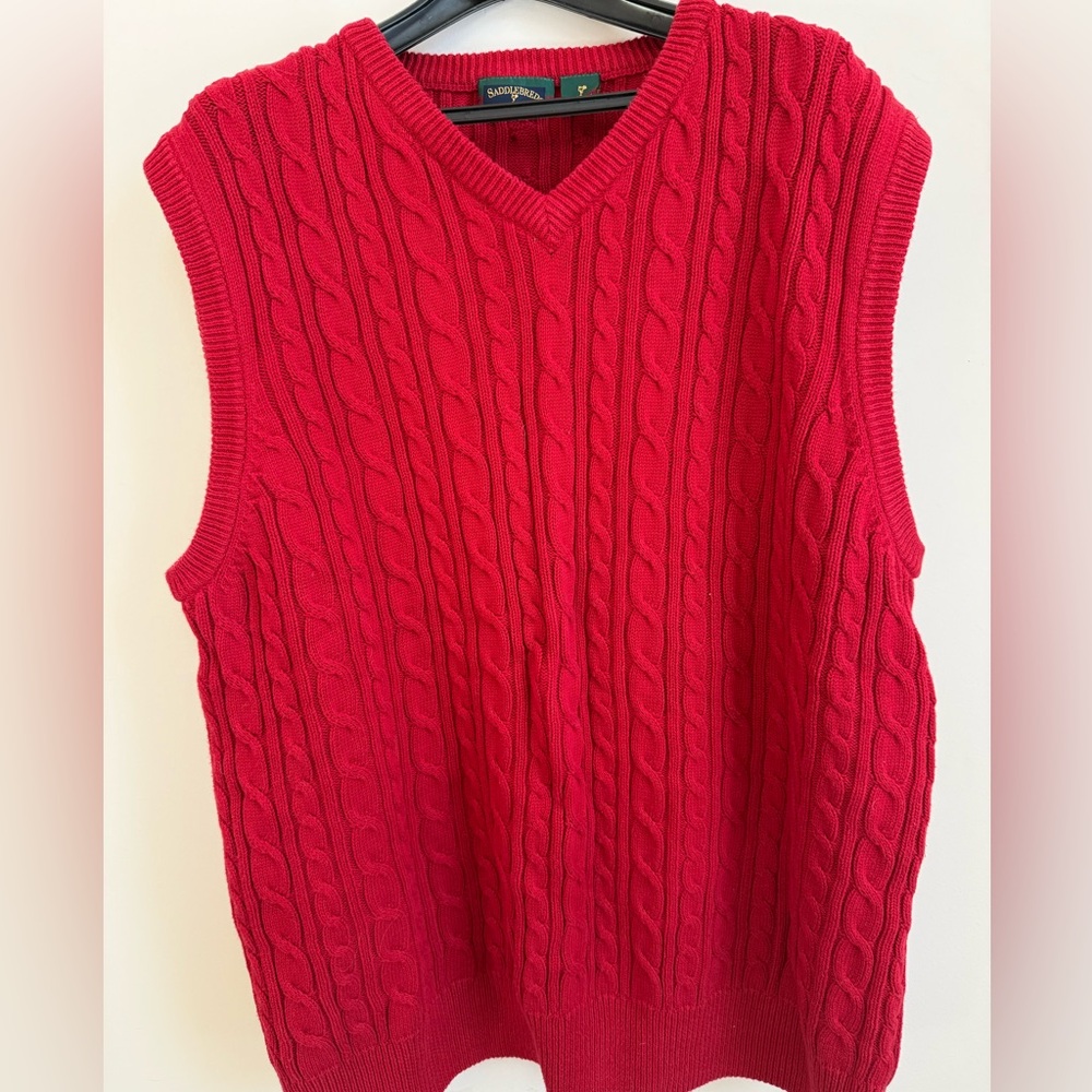Saddlebred Red Cable Knit Sweater Vest Large